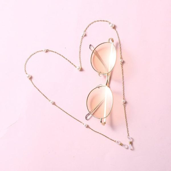 imitation pearl glasses chain women fashion sunglasses chain fashion non-slip glasses rope quality sunglasses belt, Silver