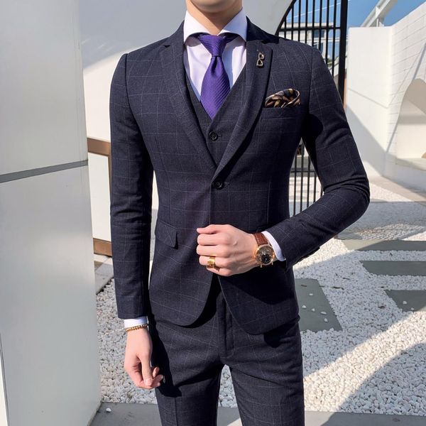 korean version men's three-piece business leisure suit mens tuxedo set for men groom wedding dress, White;black
korean version men's three-piece business leisure suit mens tuxedo set for men groom wedding dress, White;black