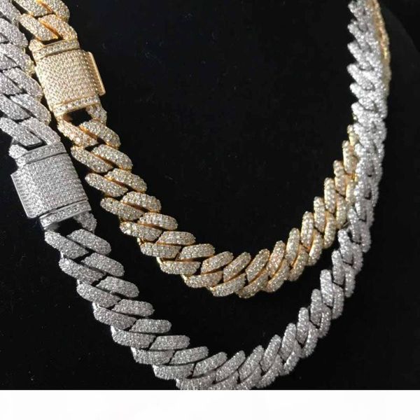 12mm iced out bling bling prong cuban link chain, Silver 
12mm iced out bling bling prong cuban link chain, Silver