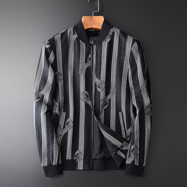 minglu linen mens jackets plus size 4xl luxury baseball collar vertical stripe sim fit mens jackets and coats spring male coats, Black;brown 
minglu linen mens jackets plus size 4xl luxury baseball collar vertical stripe sim fit mens jackets and coats spring male coats, Black;brown