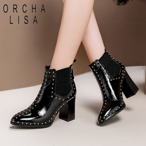 orcha lisa warm ankle boots for women round toe block heels elastic slip-on rivets solid metal decoration big size 40-45 black
orcha lisa warm ankle boots for women round toe block heels elastic slip-on rivets solid metal decoration big size 40-45 black