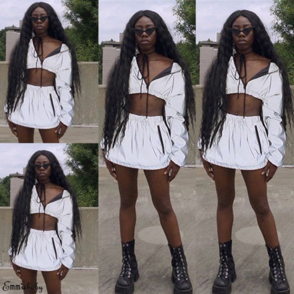 fashion women v neck zip crop shiny skirt set tracksuit clubwear party dress, White
fashion women v neck zip crop shiny skirt set tracksuit clubwear party dress, White