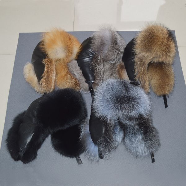 men outdoor 100% natural real fox fur bomber hat russia winter warm soft fluffy real fox fur cap quality genuine leather hats, Blue;gray
men outdoor 100% natural real fox fur bomber hat russia winter warm soft fluffy real fox fur cap quality genuine leather hats, Blue;gray