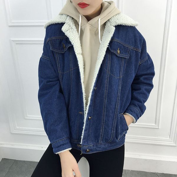 2019 autumn and winter korean-style large size thick lamb's wool jeans coat women's plus velvet short students cotton-padded clo, Blue;black
2019 autumn and winter korean-style large size thick lamb's wool jeans coat women's plus velvet short students cotton-padded clo, Blue;black