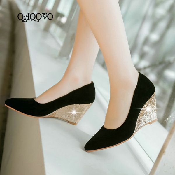 female flock fashion sequined wedges pumps slip on high heels spring autumn pointed toe party wedding shpes women 2019 red black
female flock fashion sequined wedges pumps slip on high heels spring autumn pointed toe party wedding shpes women 2019 red black