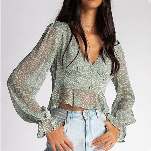 fashion chiffon green print women shirt and blouse women 2019 summer v neck puff sleeves see through shirt mujer blusa, White
fashion chiffon green print women shirt and blouse women 2019 summer v neck puff sleeves see through shirt mujer blusa, White