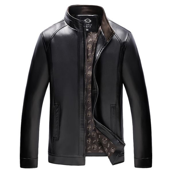 autumn and winter new men's jacket stand collar thin jacket slim casual leather middle-aged fashion leather thick coat, Black
autumn and winter new men's jacket stand collar thin jacket slim casual leather middle-aged fashion leather thick coat, Black