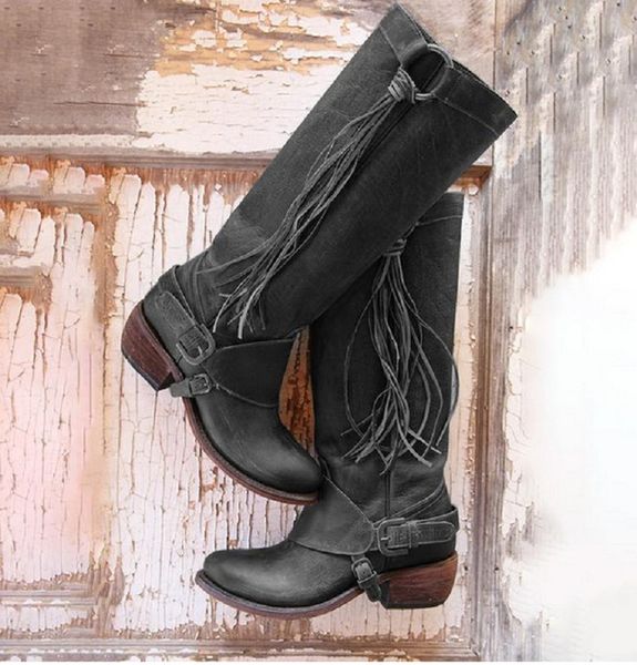 winter knee high boots women pu leather mid heels riding boots ladies fashion buckle strap fringe vintage shoes zapatos de mujer, Black
winter knee high boots women pu leather mid heels riding boots ladies fashion buckle strap fringe vintage shoes zapatos de mujer, Black
