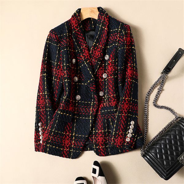 thickening red plaid wool coat women 2020 autumn winter ladies lion buttons medium long woollen women's jackets plus size xxl, Black
thickening red plaid wool coat women 2020 autumn winter ladies lion buttons medium long woollen women's jackets plus size xxl, Black