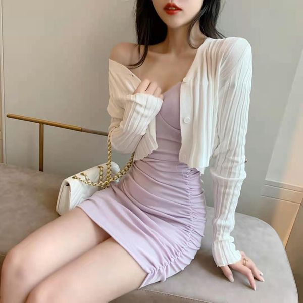 women dresses gentle wind suit women 2020 new style knitted cardigan jacket sling hip dress two-piece set, White;black
women dresses gentle wind suit women 2020 new style knitted cardigan jacket sling hip dress two-piece set, White;black