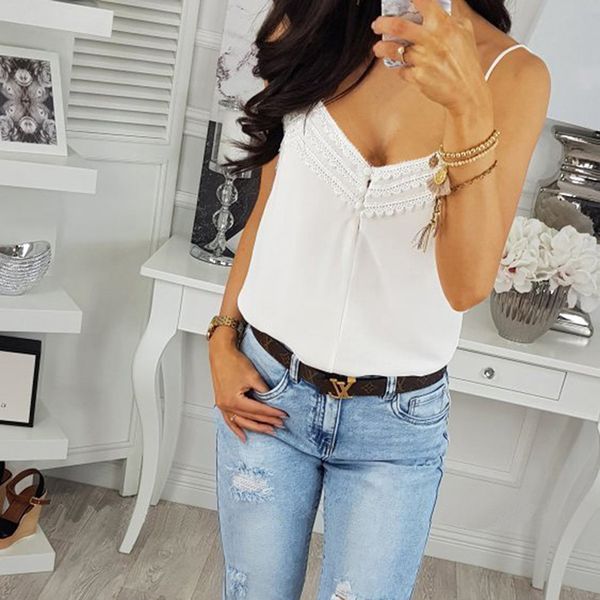 fashion sweet casual loose women summer vest lace camisole vest sleeveless tank solid femme mujer, White
fashion sweet casual loose women summer vest lace camisole vest sleeveless tank solid femme mujer, White