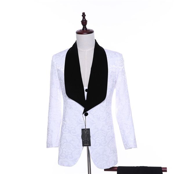 2019 new mens casual jacket blazers whitepattern slim wedding two button tuxedo business formal prom coat black velvet lapel, White;black
2019 new mens casual jacket blazers whitepattern slim wedding two button tuxedo business formal prom coat black velvet lapel, White;black