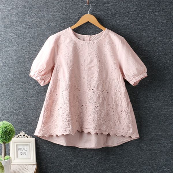 2020 new spring sweet small fresh cotton and linen embroidered short-sleeved shirt front long and short loose shirt women, White
2020 new spring sweet small fresh cotton and linen embroidered short-sleeved shirt front long and short loose shirt women, White
