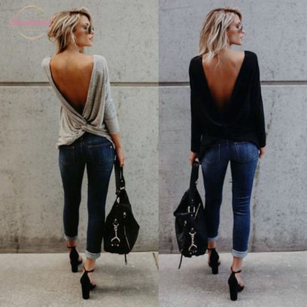 fashion womens fashion v open back backless t shirt long sleeve solid long loose casual tee shirt, White
fashion womens fashion v open back backless t shirt long sleeve solid long loose casual tee shirt, White