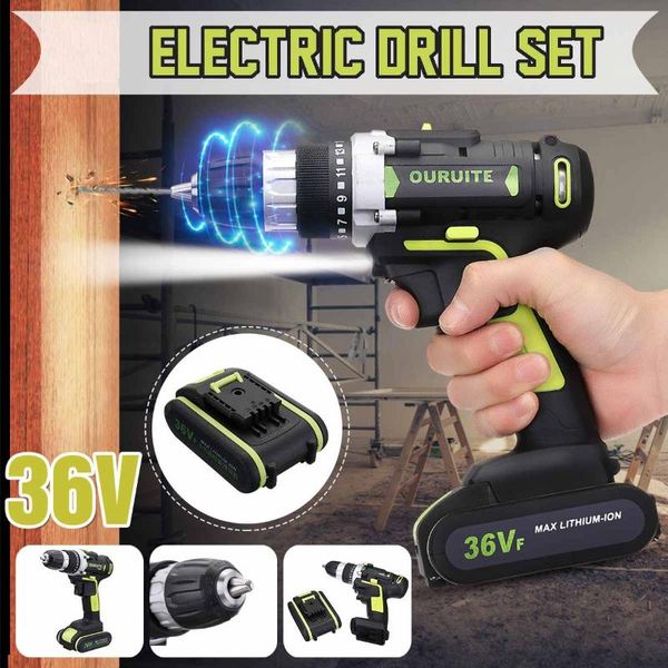 36v electric cordless drill led lighting double speed li-ion battery power drills home two lithium battery repair tool
36v electric cordless drill led lighting double speed li-ion battery power drills home two lithium battery repair tool