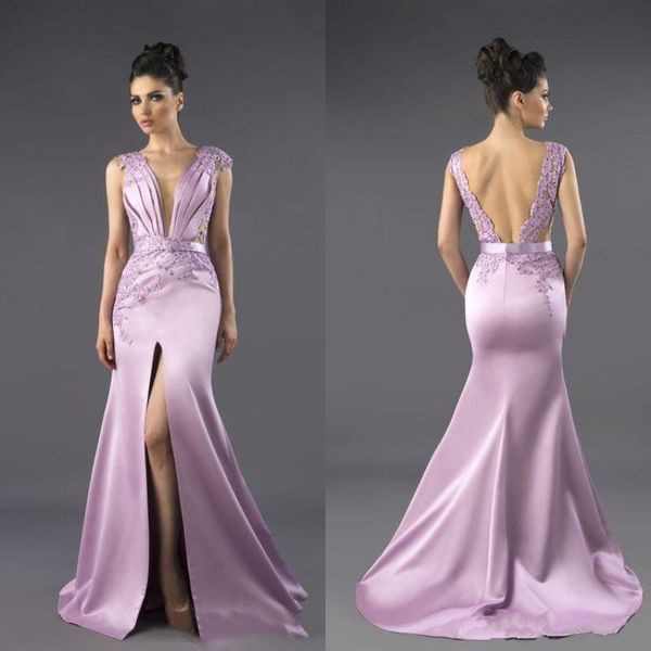 satin mermaid evening dresses front split tony chaaya 2018 deep v neck lace applique beaded prom gowns backless celebrity party dress, Black;red
satin mermaid evening dresses front split tony chaaya 2018 deep v neck lace applique beaded prom gowns backless celebrity party dress, Black;red