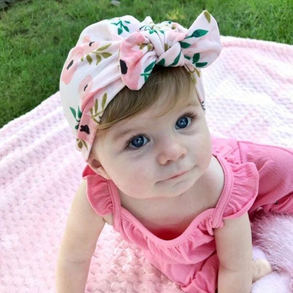 Ins Baby Girls Boy With Rabbit Ears Toddlers Soft Turban Knot Bow Cap Infant Toddler Boutique Indian Turban Spring Summer