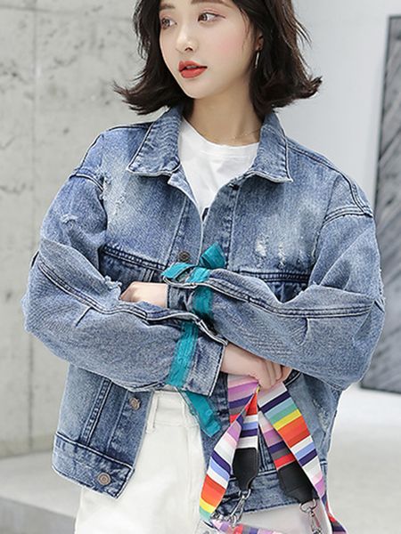 2019 new denim jacket female short loose spring autumn women's wild embroidery cowboy clothing, Black;brown
2019 new denim jacket female short loose spring autumn women's wild embroidery cowboy clothing, Black;brown
