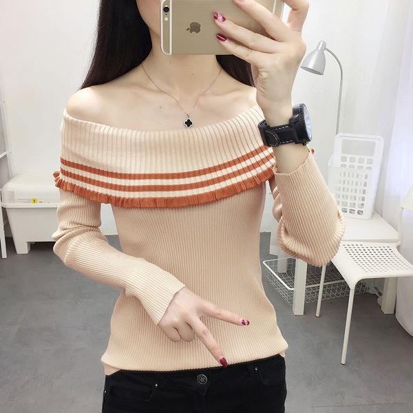 women's sweaters one-neck sweater female autumn 2021 korean version of the long-sleeved slim off-the-shoulder tide carefully machi, White;black
women's sweaters one-neck sweater female autumn 2021 korean version of the long-sleeved slim off-the-shoulder tide carefully machi, White;black