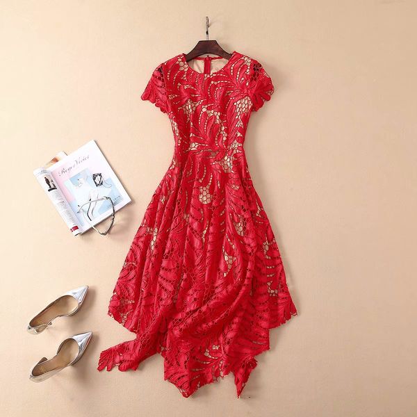 european and american women's fashion 2019 spring new style short sleeves round collar fashion hollow out dress irregularity, Black;gray
european and american women's fashion 2019 spring new style short sleeves round collar fashion hollow out dress irregularity, Black;gray