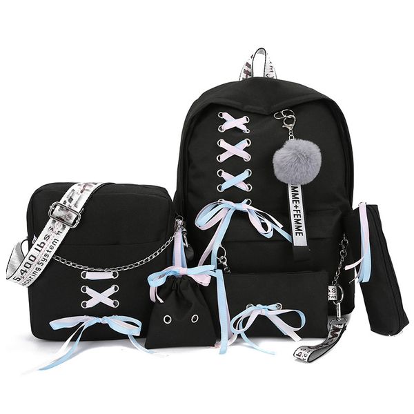 5 pieces set chain usb backpack fashion luxury women canvas backpack teenager girls backpacks shoulder bag female student school bags tassel
5 pieces set chain usb backpack fashion luxury women canvas backpack teenager girls backpacks shoulder bag female student school bags tassel