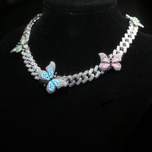 12mm hip hop rainbow enamel butterfly charm choker necklace iced out cz miami cuban link chain butterfly choker short necklace, Golden;silver
12mm hip hop rainbow enamel butterfly charm choker necklace iced out cz miami cuban link chain butterfly choker short necklace, Golden;silver