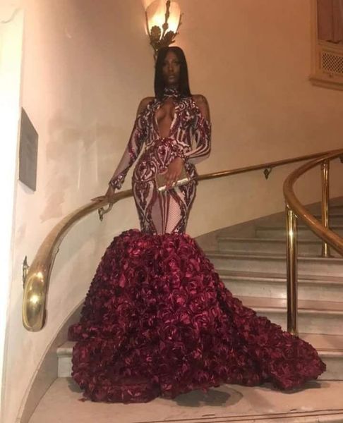 Burgundy Plus Size Prom Dresses Mermaid Long Sleeves High Neck 3D Flowers Evening Formal Party Dresses 2019
Burgundy Plus Size Prom Dresses Mermaid Long Sleeves High Neck 3D Flowers Evening Formal Party Dresses 2019