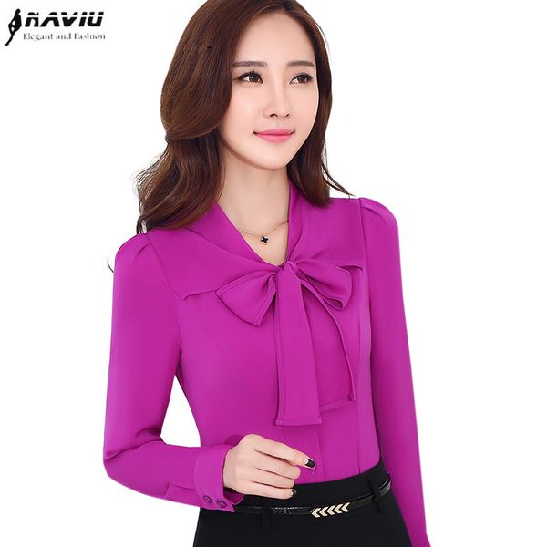 fashion long-sleeve shirt female business formal elegant bow white purple blouse slim chiffon solid color plus size casual
fashion long-sleeve shirt female business formal elegant bow white purple blouse slim chiffon solid color plus size casual