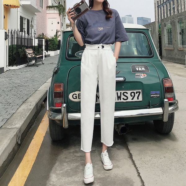 women's jeans white for women summer casual high waist nine points haroun pants fashion wild street temperament ladies, Blue
women's jeans white for women summer casual high waist nine points haroun pants fashion wild street temperament ladies, Blue