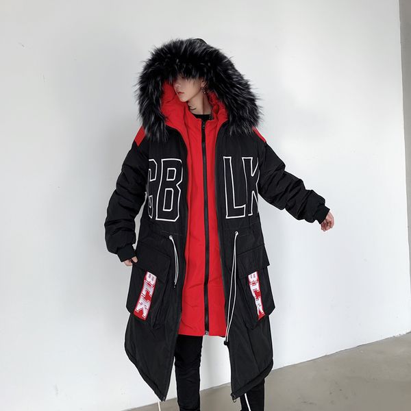 men winter thick embroidery letter long hooded parka coat male streetwear hip hop cotton padded jacket overcoat, Black
men winter thick embroidery letter long hooded parka coat male streetwear hip hop cotton padded jacket overcoat, Black