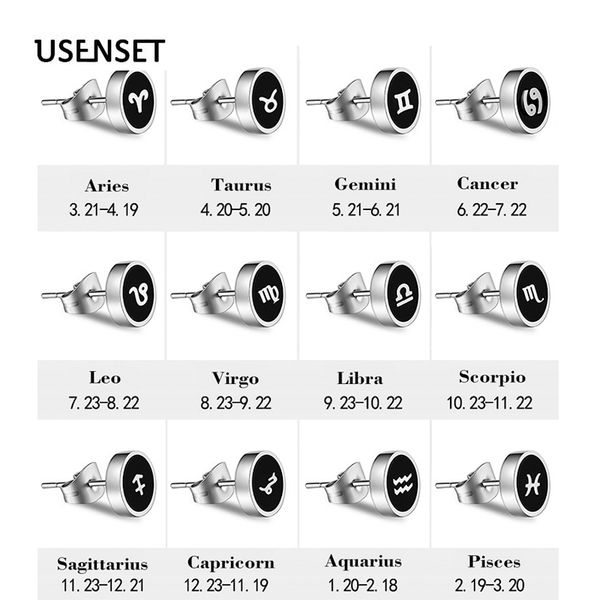 charm earrings 12 constellation stainless steel ear stud men women punk earrings round stud male gothic jewelry 02q39, Golden;silver
charm earrings 12 constellation stainless steel ear stud men women punk earrings round stud male gothic jewelry 02q39, Golden;silver