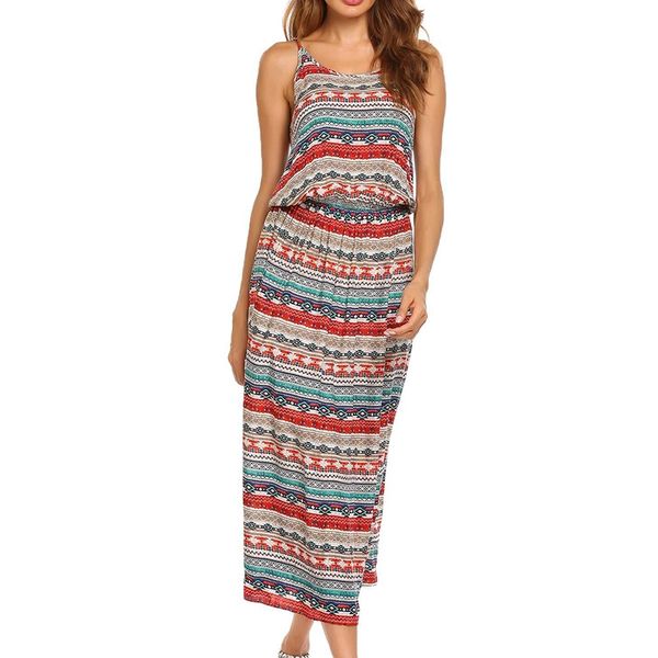 summer bohemian round neck sleeveless printed long skirt retro ethnic style dress, White
summer bohemian round neck sleeveless printed long skirt retro ethnic style dress, White
