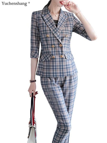 women's suits & blazers 2021 women pant office ladies double breasted blazer jacket and workwear blue yellow plaid female 2 pieces set, White;black
women's suits & blazers 2021 women pant office ladies double breasted blazer jacket and workwear blue yellow plaid female 2 pieces set, White;black