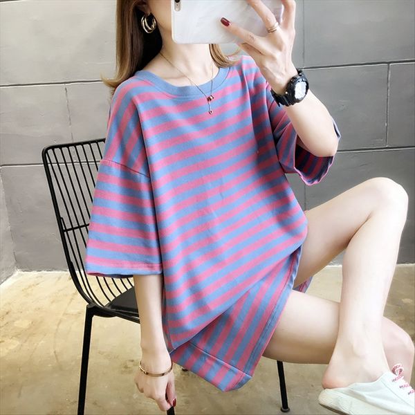 summer clothes striped super fire cec short sleeve women's loose fat mm women's top, White
summer clothes striped super fire cec short sleeve women's loose fat mm women's top, White