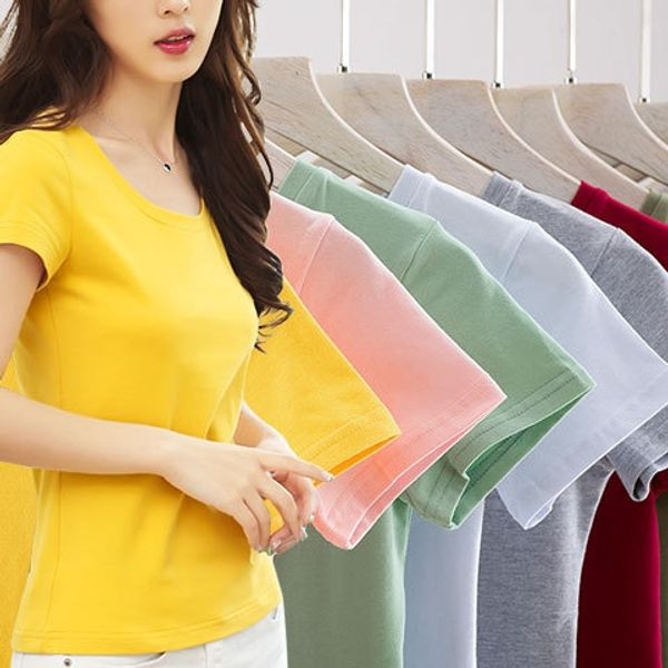 women's t- short sleeve 2019 hundred-match solid color half-sleeve white round collar t-shirt base shirt
women's t- short sleeve 2019 hundred-match solid color half-sleeve white round collar t-shirt base shirt