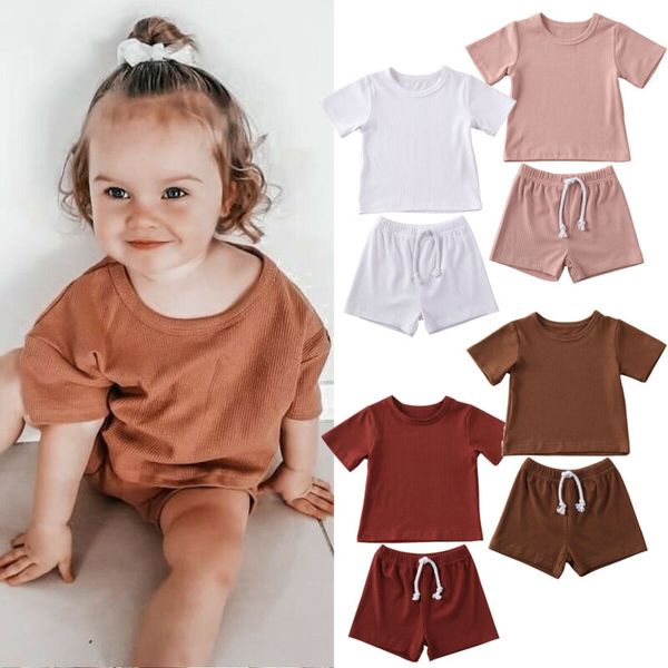 2020 baby summer clothing 2pcs toddler kids baby girls ribbed solid outfits short sleeve t-shirt casual +shorts pants, White
2020 baby summer clothing 2pcs toddler kids baby girls ribbed solid outfits short sleeve t-shirt casual +shorts pants, White