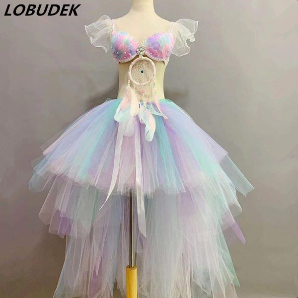 bar nightclub women stage outfit colorful feather crystal bra long skirt set prom evening singer dancer model show costume, Black;red
bar nightclub women stage outfit colorful feather crystal bra long skirt set prom evening singer dancer model show costume, Black;red