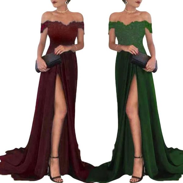 2020 new women off shoulder lace front slit maxi dress wedding evening party gown temperament elegant prom gowns, Black;gray
2020 new women off shoulder lace front slit maxi dress wedding evening party gown temperament elegant prom gowns, Black;gray