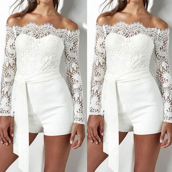 2020 summer womens bodysuit off shoulder playsuits fashion long sleeve sheer lace patchwork hollow bandage skinny bodysuits, Black;white
2020 summer womens bodysuit off shoulder playsuits fashion long sleeve sheer lace patchwork hollow bandage skinny bodysuits, Black;white