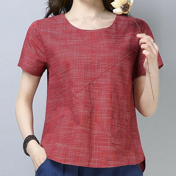 women cotton linen summer and blouses 2020 fashion solid color with pockets clothes patchwork o-neck short-sleeved shirt, White
women cotton linen summer and blouses 2020 fashion solid color with pockets clothes patchwork o-neck short-sleeved shirt, White