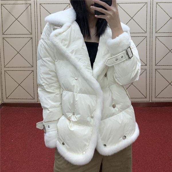 women real collar winter white duck down jackets short motorcycle coat loose snow coat woman, Black
women real collar winter white duck down jackets short motorcycle coat loose snow coat woman, Black