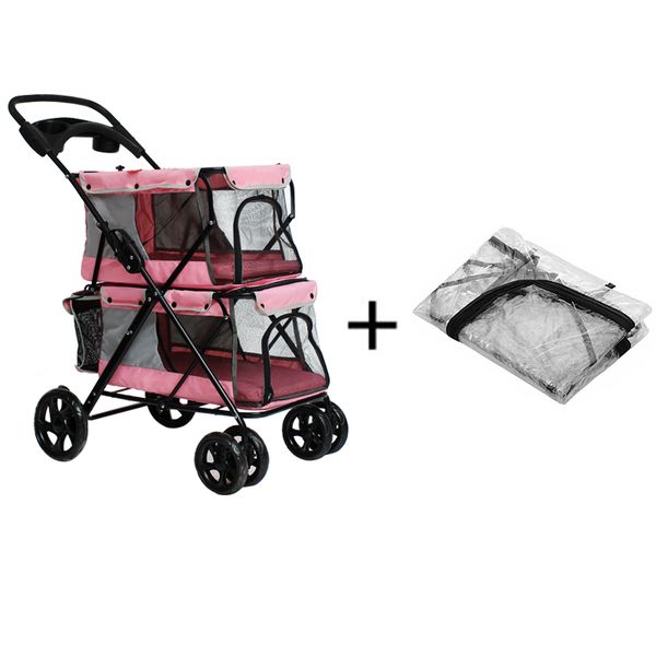 portable folding double-layer pet stroller for 2 dogs with large space four-wheeled double dog strollers sale outdoor travel
portable folding double-layer pet stroller for 2 dogs with large space four-wheeled double dog strollers sale outdoor travel