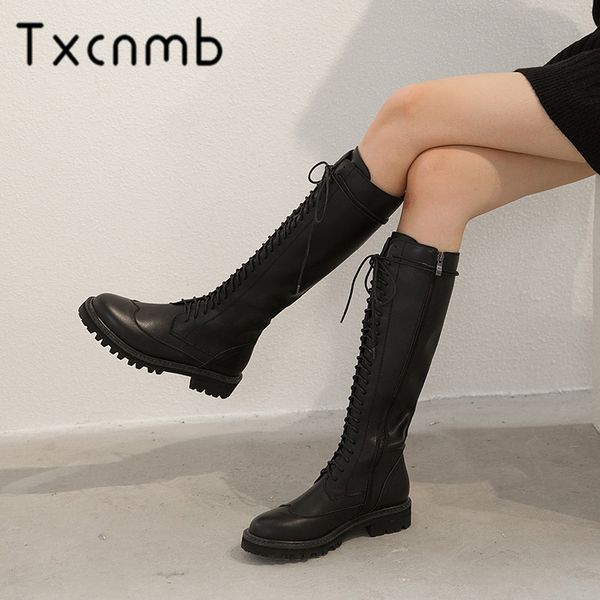 txcnmb new arrival genuine leather boots women low heel autumn winter women knee high boots motorcycle shoes woman, Black
txcnmb new arrival genuine leather boots women low heel autumn winter women knee high boots motorcycle shoes woman, Black