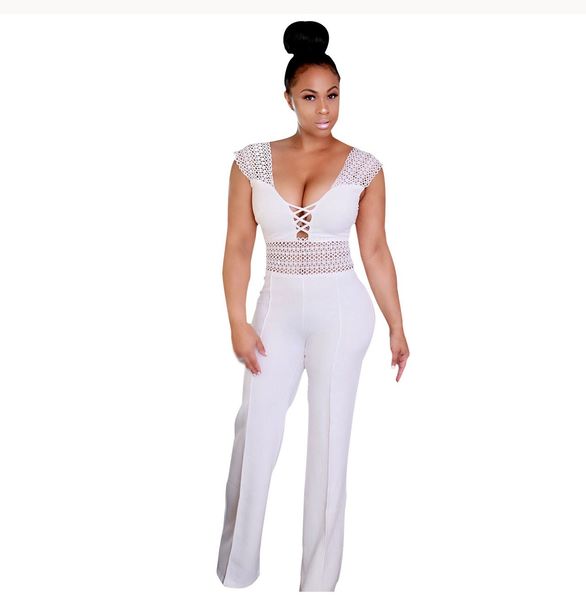lace wide leg jumpsuit women sleeveless hollow out patchwork romper elegant slim party overalls, Black;white
lace wide leg jumpsuit women sleeveless hollow out patchwork romper elegant slim party overalls, Black;white