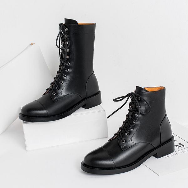 autumn winter genuine leather punk short boots lace up high heels women ankle boots party shoes woman size 41 42 43, Black
autumn winter genuine leather punk short boots lace up high heels women ankle boots party shoes woman size 41 42 43, Black