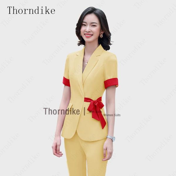 thorndike yellow women suits office sets custom made short sleeve blazer with red belt female 2020 elegant trousers 2 piece set, White;black
thorndike yellow women suits office sets custom made short sleeve blazer with red belt female 2020 elegant trousers 2 piece set, White;black