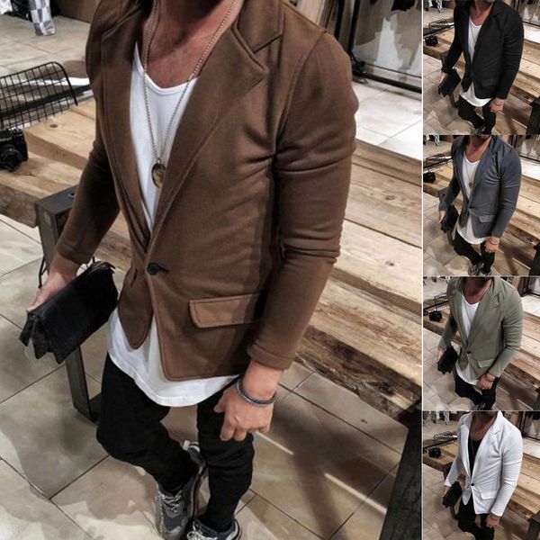 fashion men's casual plain color blazers slim fit one button suit blazer coat fake pockets jacket, White;black
fashion men's casual plain color blazers slim fit one button suit blazer coat fake pockets jacket, White;black
