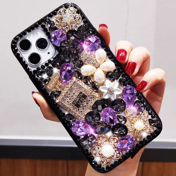 

Shiny Rhinestone Diamond Phone case DIY perfume bottle and flower Cover cases for iphone 11Pro max XS XR MAX iphone6 7 8plus