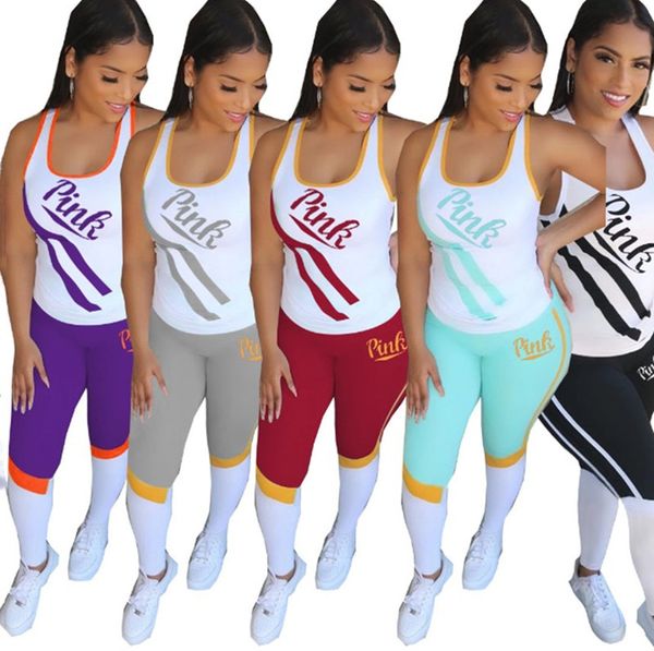 pink women tracksuit panelled 2 piece set sleeveless t-shirt+bodycon pants summer clothing sports running suit casual outfits 2962, White
pink women tracksuit panelled 2 piece set sleeveless t-shirt+bodycon pants summer clothing sports running suit casual outfits 2962, White