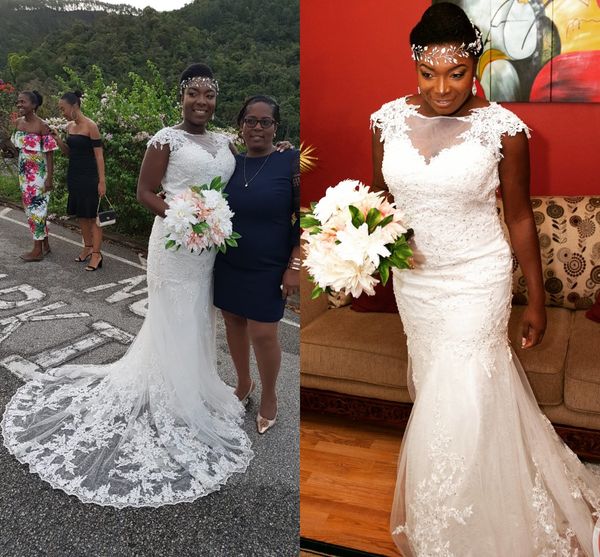 new south african mermaid wedding dresses sheer neck cap short sleeves hollow back applique sequins wedding dress bridal gowns, White
new south african mermaid wedding dresses sheer neck cap short sleeves hollow back applique sequins wedding dress bridal gowns, White